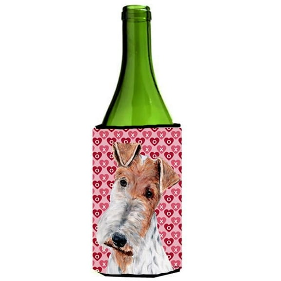 Wire Fox Terrier Hearts And Love Wine bottle sleeve Hugger 24 Oz.