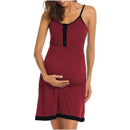 

Viikei Pregnant Tops Clearances Pregnant Dresses for Women Maternity Clothes for Women Plus Size Solid Sling Sleeveless Pregnant Feeding Dress Maternity Nursing Dress