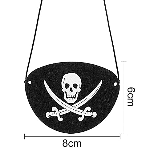 Paquete de 24 Parches de Ojo Pirata Negros de Un Ojo Calavera Caribeña Captain Eye Mask pa Blulu Blulu