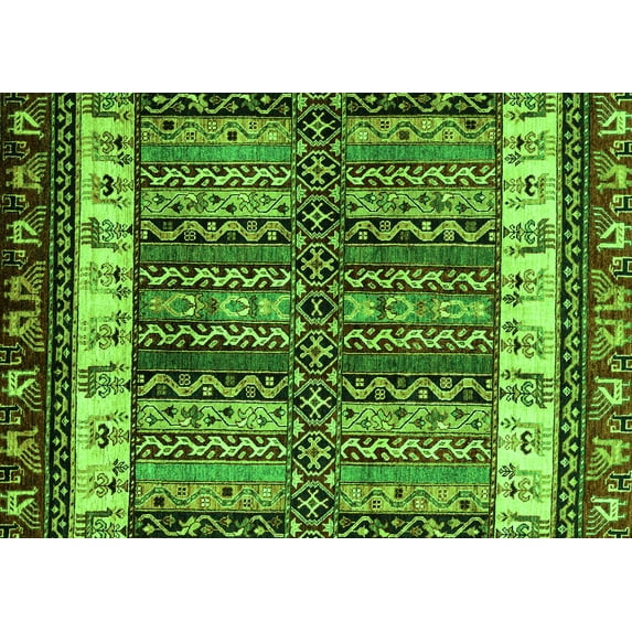 Ahgly Company Indoor Rectangle Abstract Green Modern Area Rugs, 5' x 7'