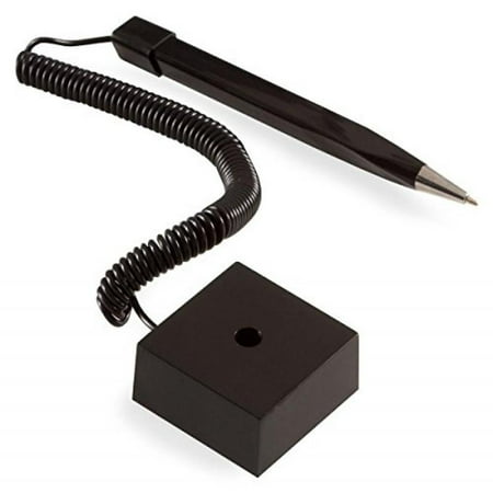 - Displays2go Set of 50, Counter Pens with Base for Reception Area, Telephone-Style Plastic Coil, Wedge-Shaped - Black (CPSCPSQSC)