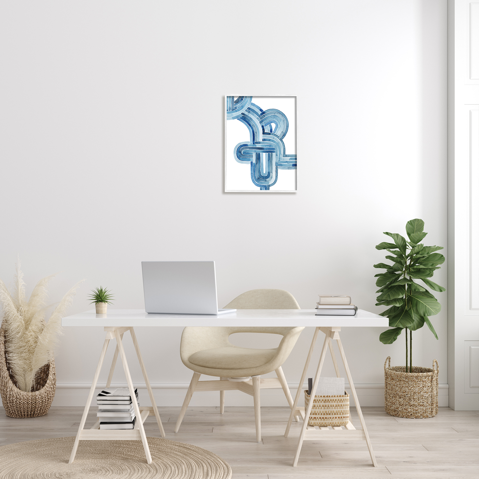 Stupell Industries Braided Blue Line Abstraction Modern Watercolor Weave, 16 x 20, Design by Grace Popp