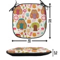 thumbnail image 4 of Fall Chair Seating Cushion Set of 2, Vintage Ornate Large Eyed Nocturnal Animal Owls on the Background Print, Seat Pads for Office with Anti-slip Backing, 16"x16", Multicolor, by Ambesonne, 4 of 7