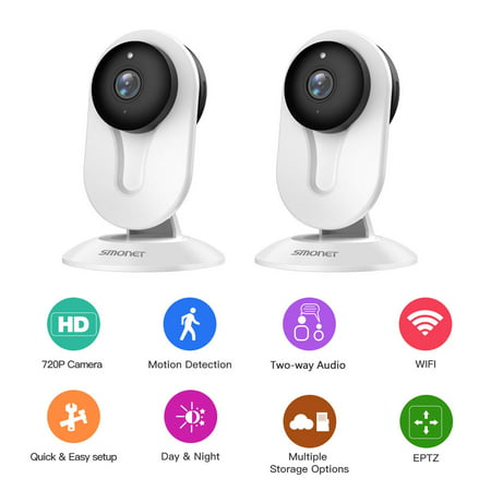 SMONET security camera wireless, HD wireless IP camera with built-in two-way audio, secure monitoring CCTV camera, night vision, cloud service (2 packs,