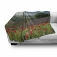 thumbnail image 2 of Flower Soft Flannel Fleece Throw Blanket, Poppy Flower Lavender Farm Foggy Morning Agriculture Outdoor Crops Red Purple Art, Cozy Plush for Indoor and Outdoor Use, 70" x 90", Multicolor, by Ambesonne, 2 of 5