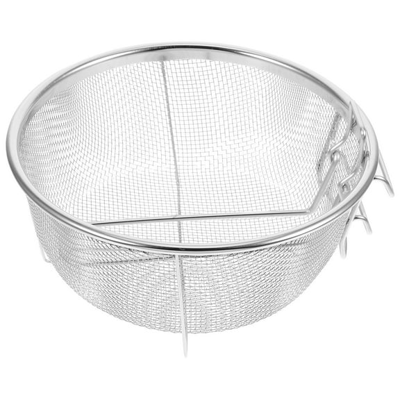 PENIKOKO Stainless Steel Deep Fryer Basket with Folding Handle for Kitchen Use Silver 11.5 x 4.5 Inches