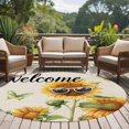 thumbnail image 5 of Round Rug 5ft Area Rug,Sunflower with Sunglasses Area Rugs for Living Room Bedroom,Butterfly Retro Linen Floor Mat Non-Slip Non-Shedding Carpet Indoor Accent Rugs, 5 of 9