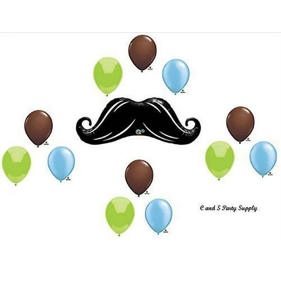 DASHING LITTLE MAN MUSTACHE BABY SHOWER BIRTHDAY Balloons Decorations Supplies....12 pieces! by Anagram