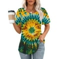thumbnail image 2 of Womens Tie-Dye T Shirts Summer Fashion Tunic Tops for Leggings Colorful Round Neck Short Sleeve Tee, 2 of 7