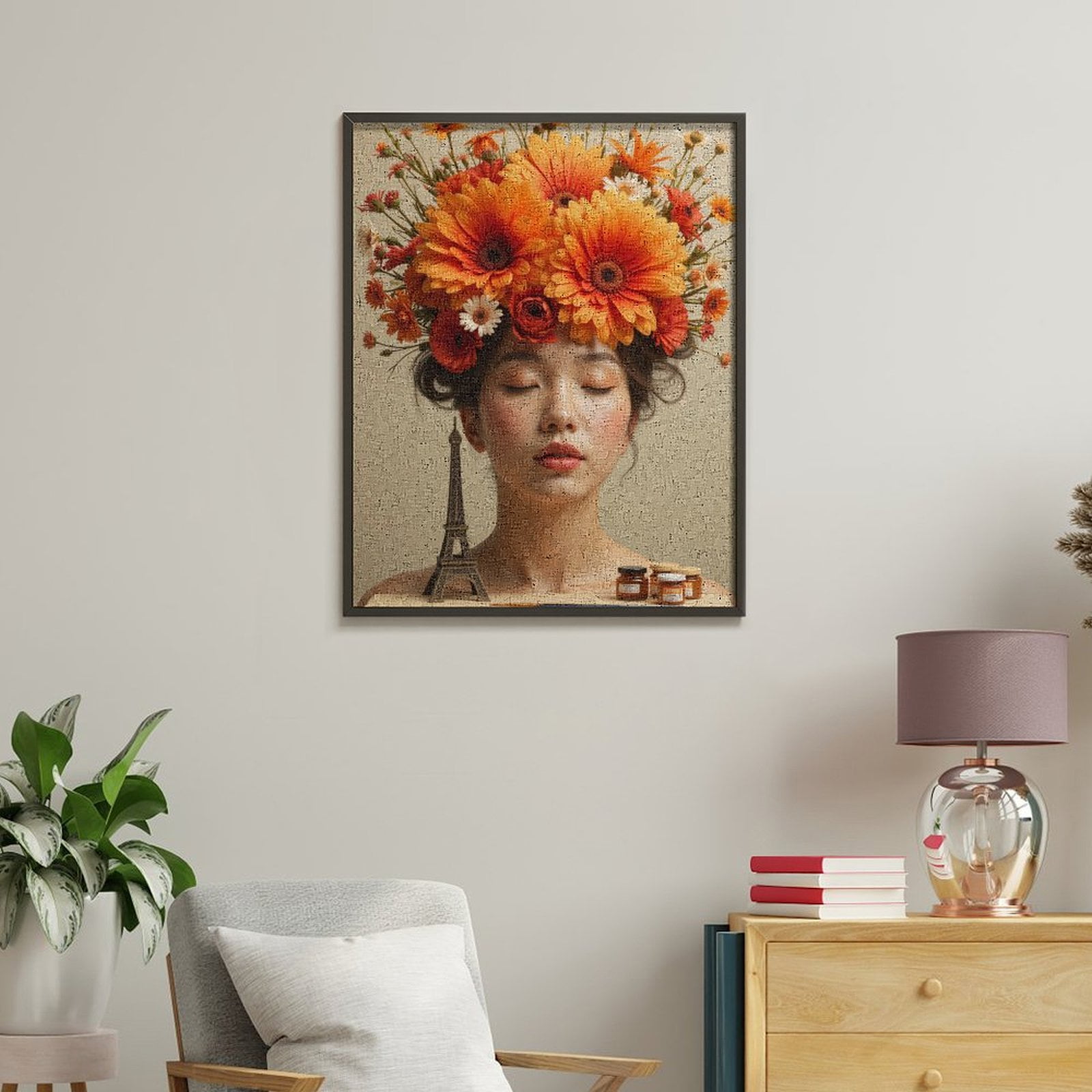 Paint By Numbers Kit for Adults Beginner - Floral Art Parisian Elegance DIY Canvas Painting Kits for Adults, Frameless Paint By Number for Adults for Home Wall Decor 16x20 Inch