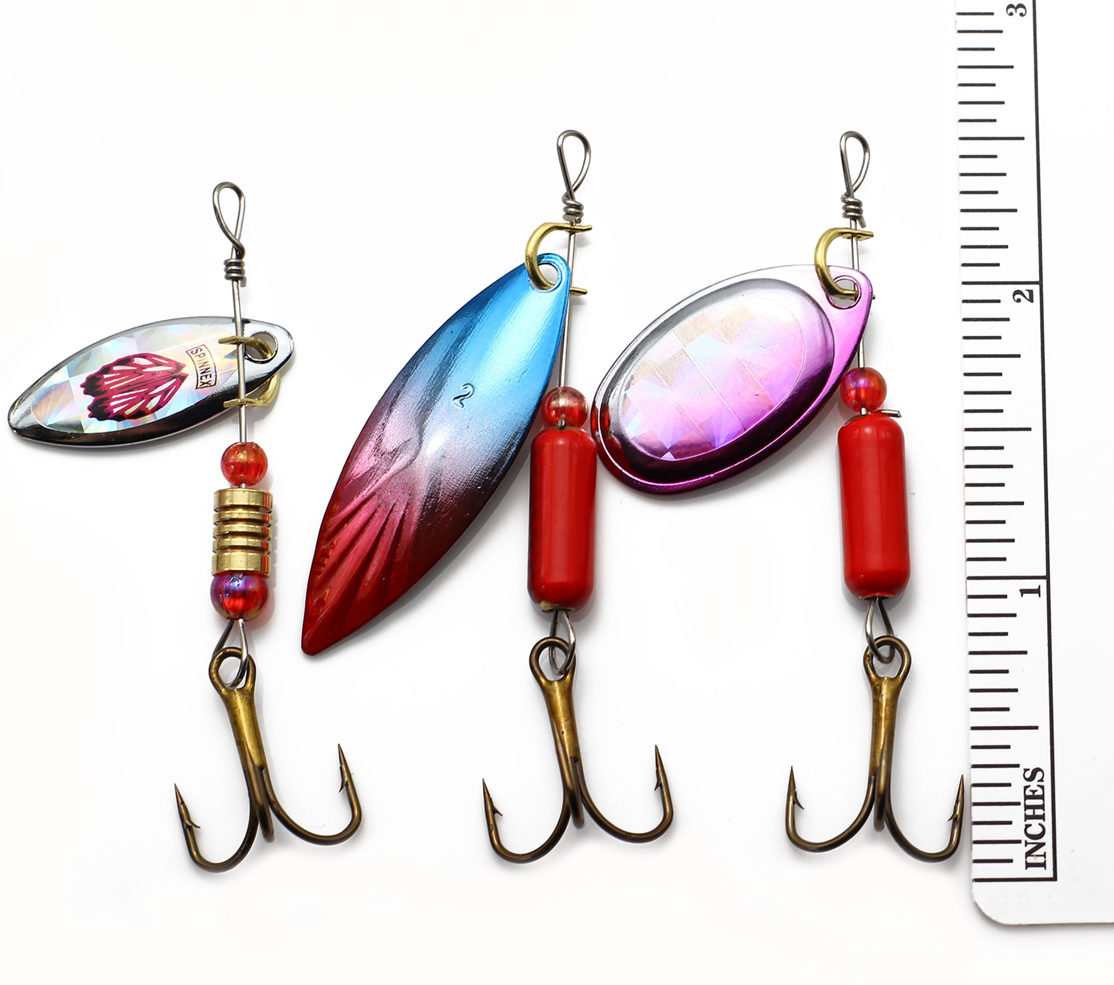 LotFancy Hard Metal Fishing Lures, 30 Spinner Baits with Tackle