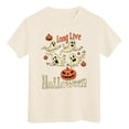 thumbnail image 3 of Gubotare Kids Halloween Shirt Boy Toddler Baby Girls Halloween T-Shirt Ghost Pumpkin Graphic Shirt Kids Cute Funny Spooky Season Short Sleeve Tees 2T 3T (Beige,2-3 Years), 3 of 7