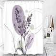 thumbnail image 4 of Abstract Boho Lavender Shower Curtain, Purple Lavender Floral Shower Curtain Set, Plant Leaves Flower Shower Curtains for Bathroom, Waterproof Fabric with 12 Hooks, 72 x 72 Inches, 4 of 6