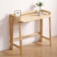 thumbnail image 1 of Solid Wood Folding Desk Mid Century Modern Table  Foldable Writing Computer Desk for Home Office  Simple Study Makeup Workstation  Wooden Study Office Desk Table for Small Spaces  Natural, 1 of 1