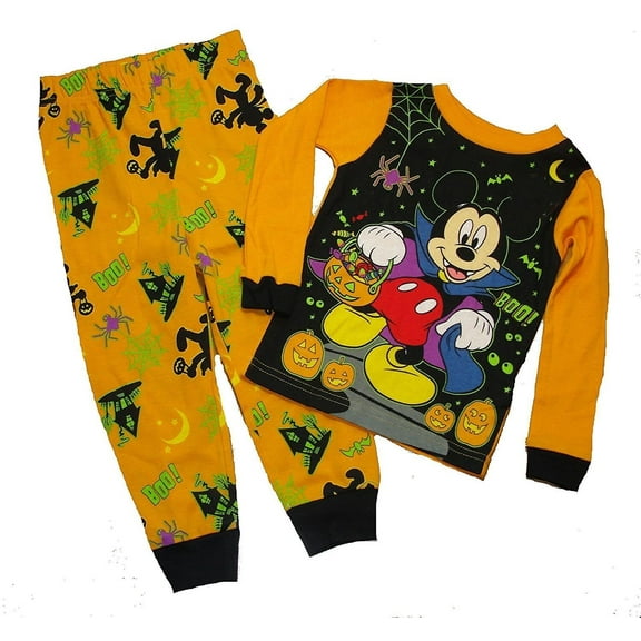 Disney Mickey 2 PC Halloween Long Sleeve Tight Fit Cotton Pajama Set Boy Size 3T