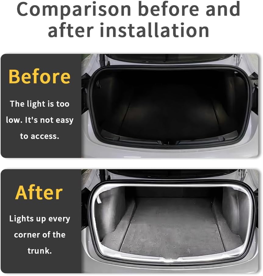 Rear Trunk LED Light Strip for Tesla Model Y Juniper 2021-2025 - Silicone Rear Trunk Accessories with Magnetic Induction Switch, Waterproof Ambient Light (DC 15V, Cool White)