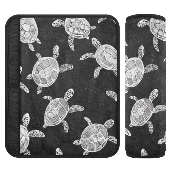2 Car Seat Belt Covers S Size 6.5*6.5 Inches Car Seat Belt Shoulder Pad Backpack Shoulder Pad Stroller Belt Cover Grey Turtle