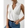 thumbnail image 2 of Womens Pleated Tank Tops V Neck Casual Sleeveless Blouses Summer Basic Vest Shirt White XL, 2 of 7