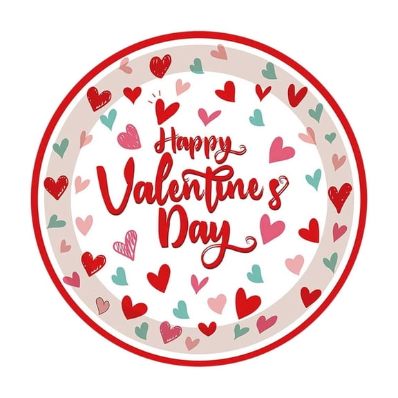 Dadiaei Valentine's Day Love Red Heart Party Plates Supplies Serves 20Pcs Party Tableware Decoration Disposable Paper Plates for Valentines Day Birthday Wedding