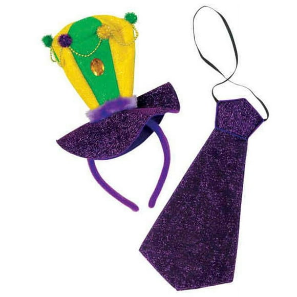 Beistle 60578 Mardi Gras Headband and Necktie Set - Pack of 12