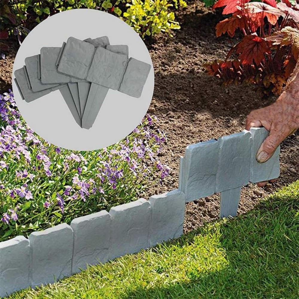 Greenfingers 10 Pack Grey Cobbled Stone Effect Plastic Garden Lawn Edging Plant 