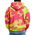 thumbnail image 4 of Men's Hooded Pullover Sweatshirt Waffle Knit Fabric Half Zip Front Drawstring Hood Camouflage Pattern Casual Fit Hot Pink L, 4 of 4