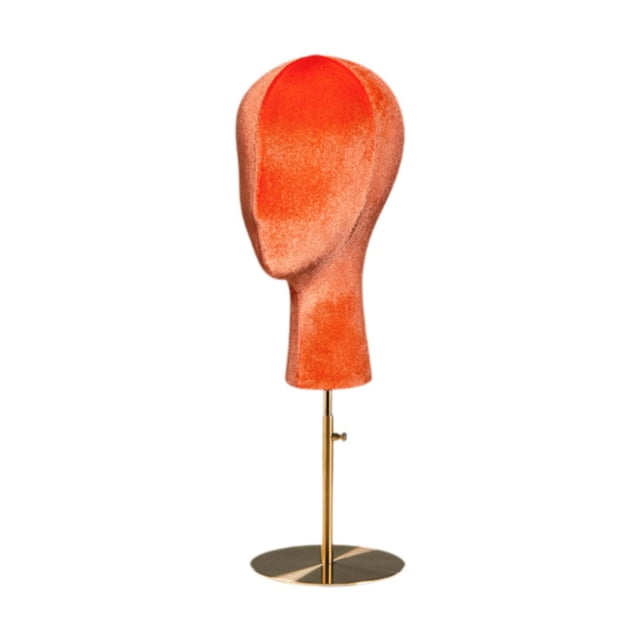 Soporte para pelucas, modelo de cabeza de maniquí, decoración del hogar, soporte para sombreros ajustable y estable, soporte de exhibición de pelucas Base naranja y dorada