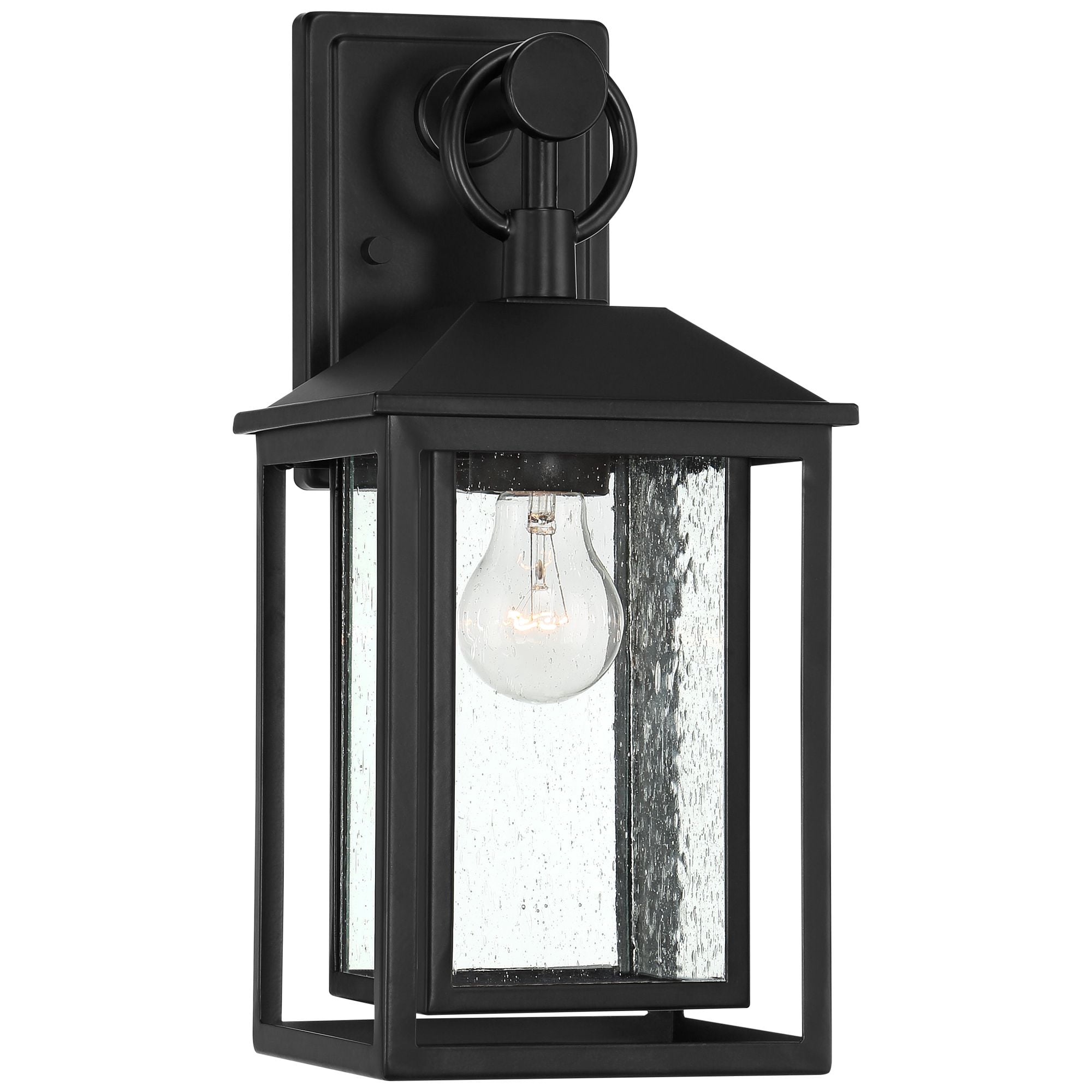 Franklin Iron Works Califa Mission Outdoor Wall Light Fixture Black Metal 15 1/4" Clear Seedy Glass for Post Exterior Barn Deck House Porch Yard Patio