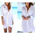 thumbnail image 2 of yillto Womens Oversized Blouse Button down V Neck Long Sleeve Loose Summer Beach Swimsuit Cover Up Top, 2 of 7
