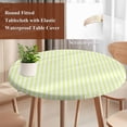 thumbnail image 4 of Yellow White Stripe Round Tablecloth, Fitted Table Cover with Elastic for 36"-44" Round Tables, Modern Minimalist Geometric Striped Table Cloth Outdoor Indoor Dinning Party Waterproof Tablecloths, 4 of 7