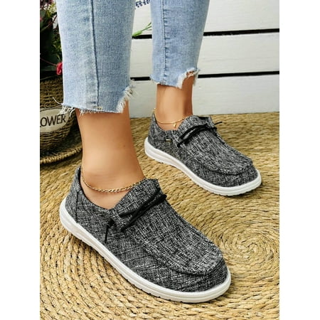 

Women‘s Brown Fashionable Solid Color Slip-on With Front Tie Casual Shoes