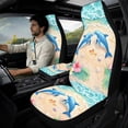 thumbnail image 2 of Xixirimido Car Seat Covers Front Seats Leather Universal Fit for Cars, Vans, Trucks, SUV, Set of 5 Car Seat Protector with Seatbelt Covers & Center Console Cover, Cute Dolphins Beach Floral, 2 of 8