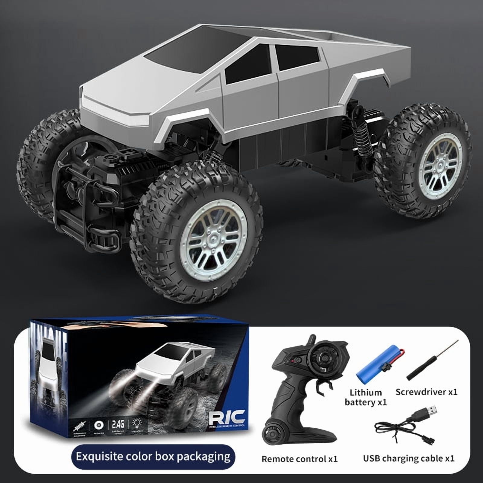 Amphibious RC Car, 1:16 Scale 4WD Waterproof Remote Control Truck, Cyber Style All-Terrain Stunt Vehicle with LED Lights