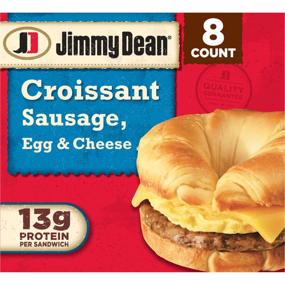 Jimmy Dean Frozen Breakfast Sandwich, Sausage Egg & Cheese Croissant, 8 Count
