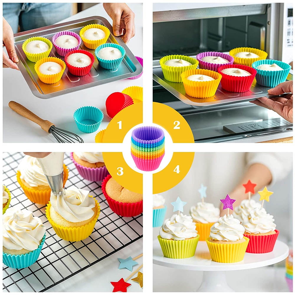 Silicone Cupcake Liners Reusable Baking Cups Pastry Muffin Molds 5Pcs  Orange
