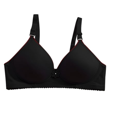 Gnurob Women s Wirefree Underwear Push Up Bra Padded Bralette Plus Size Brassiere Comfort Plunge Bralettes Adjustable Straps Bras Breathable lingerie Clearance Saving Black XX-Large