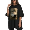thumbnail image 4 of Plus Size Shirt for Women Oversized Black Tops for Women Short Sleeves Shirt for Women Wolf 4 T Shirt Crewneck Shirt for Women M, 4 of 5