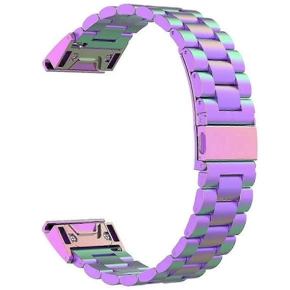 For Garmin Fenix 7X/7X Pro/6X Quickfit 26mm Stainless Steel Strap 3 Beads Watch Band - Rose Gold