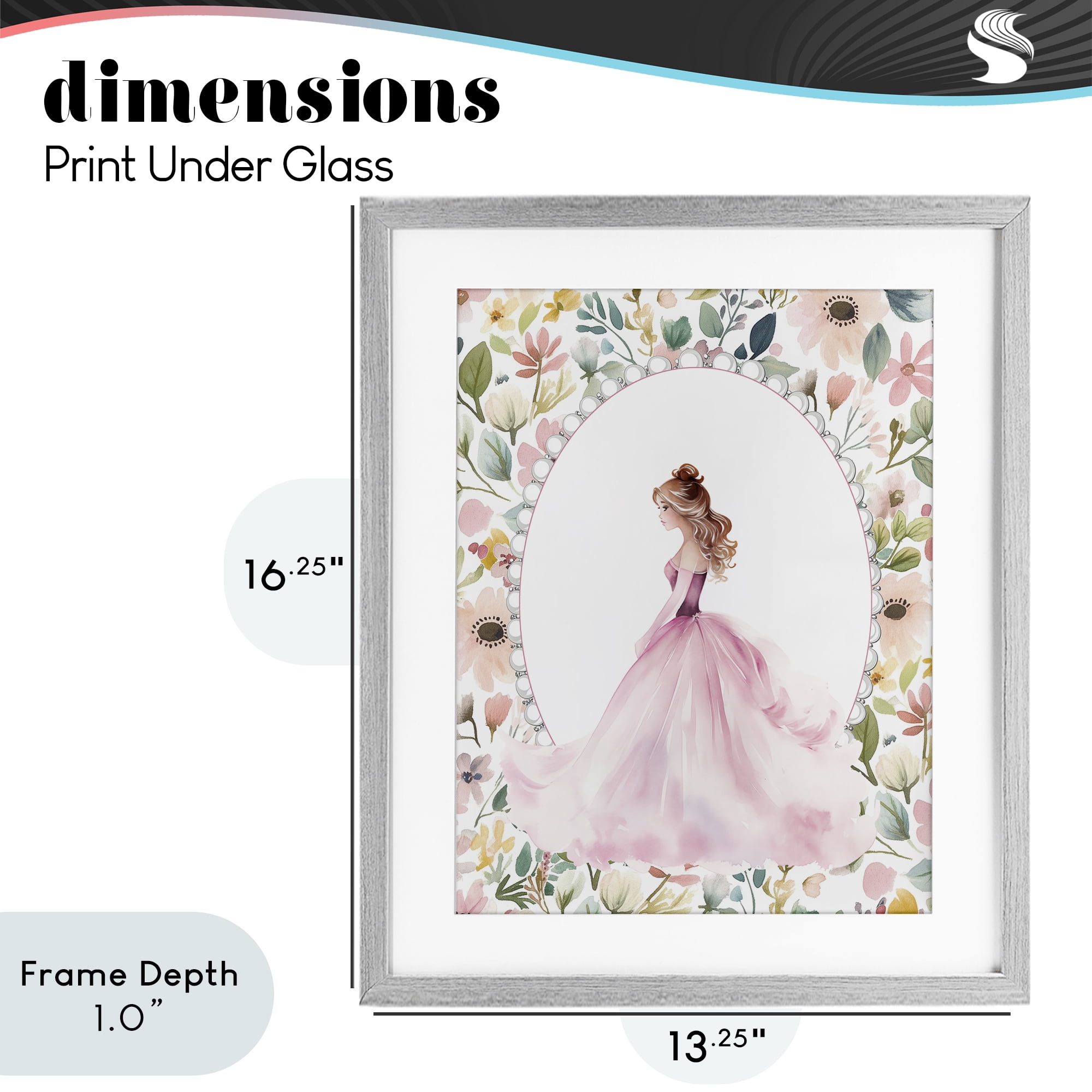 Stupell Industries Elegant Princess Love Gray Framed Print Under Glass, design by Christine Simpson Art