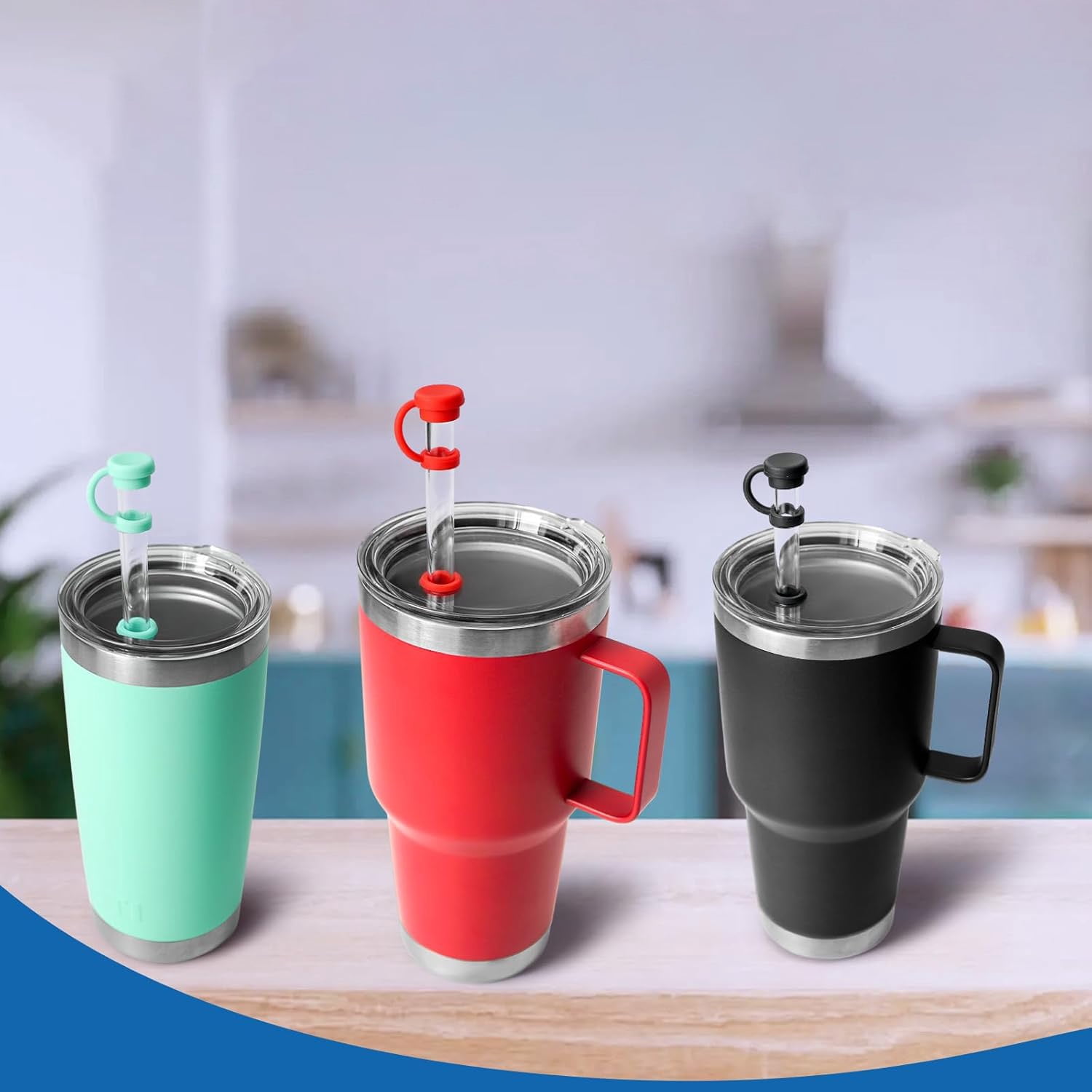 Straw Cover for YETI Cup, Silicone Spill Stopper Compatible with YETI Tumbler, Leak Proof Kit of Mug Accessories
