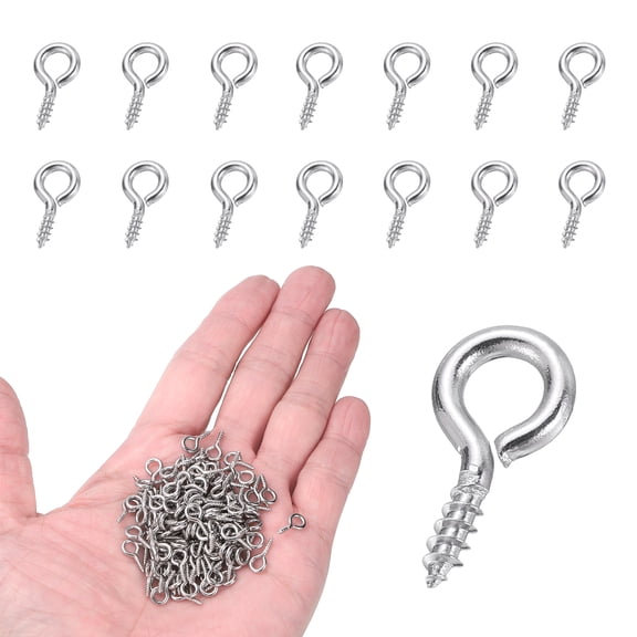 200 Pack Screw Hooks Eyes, M1.4x12mm 304 Stainless Steel Small Eye Bolts Screw
