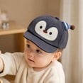 thumbnail image 4 of Baby Boys Girls Baseball Cap Windproof Sun Hat Infant Toddler Duckbill Cap Soft Brim Cartoon Penguin Pattern Casual Outdoor Hat, 4 of 6
