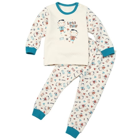 - Toddler Two-Piece Quilted Thermal Pajama Set Premium 100% Organic Cotton 12M-6