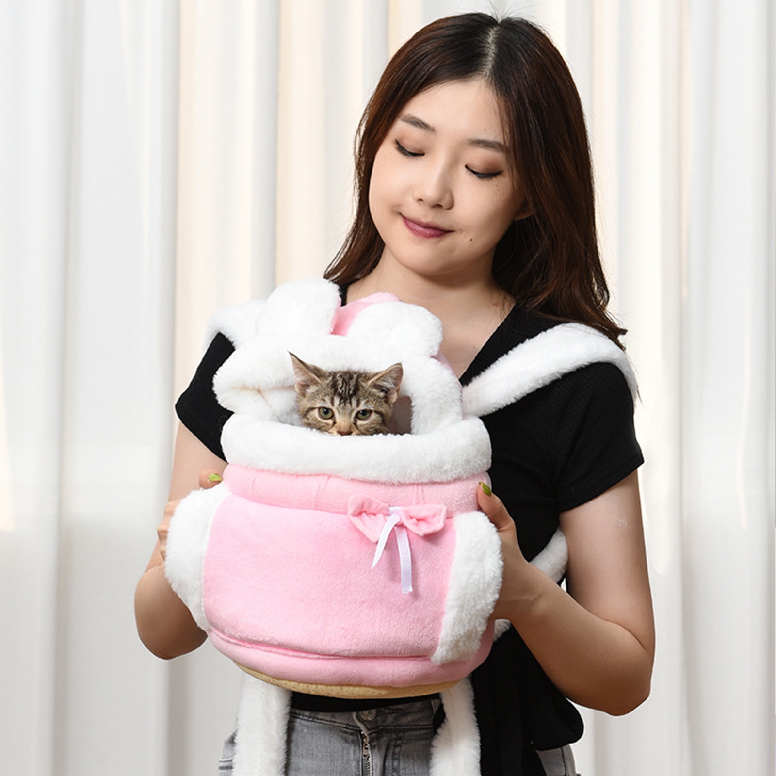 Dpityserensio Thickened Winter Backpack Suitable for Cats Indoor Cats Bed Cute Cats Supplies Portable Pet Bag Valentine's Day