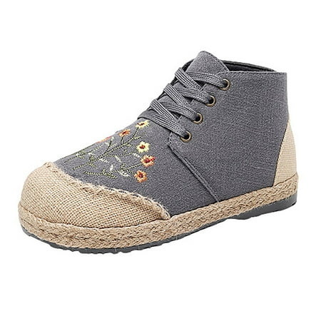 

AnuirheiH Women Shoes Ethnic Style Embroidered Single Shoes Soft Comfortable And Breathable Retro Shoes Clearance Under $10