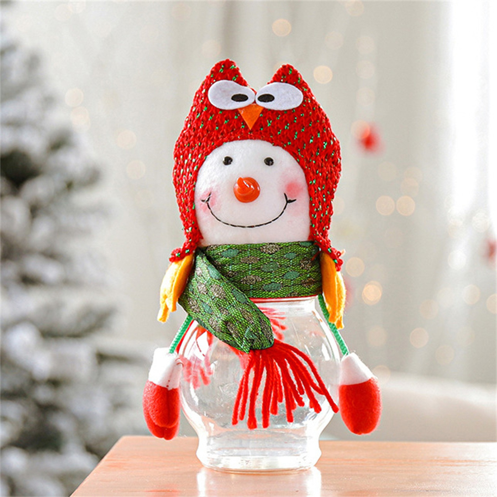 EQWLJWE Christmas Clear Candy Jar Christmas Candy Jar Cookie and Gift Container Bottle Jar Santa Claus Snowman Elk Transparent Ball Candy Jar Christmas Chocolate Storage Jar Container Snowman - image 4 of 4