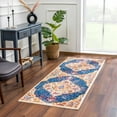 thumbnail image 4 of Hauteloom Istanbul Collection Medallion Large Area Rug for Living Room Bedroom - Traditional Oriental Style - Vintage Distressed - Orange, Red, Blue - 9' x 12', 4 of 12
