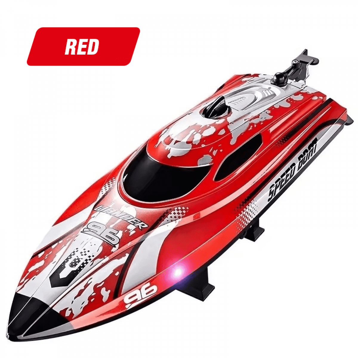 Remote Control Boat for Kids 12in RC Boat with High Speed & Lights, Waterproof Toy Boats for Lakes and Pool-Red
