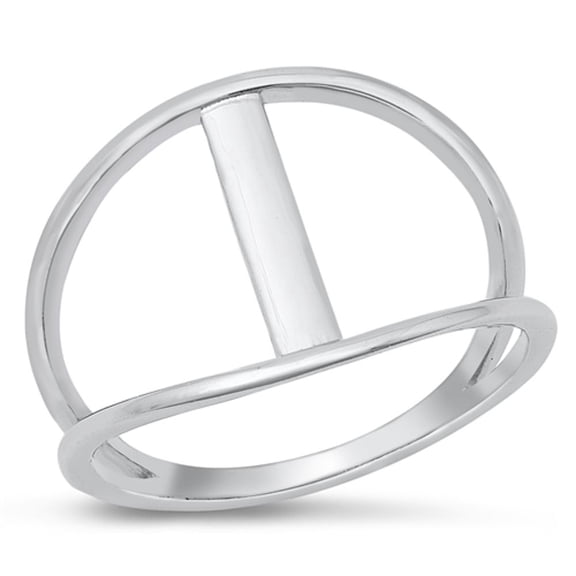 Polished Abstract Ring .925 Sterling Silver Bar Band Jewelry Female Male Unisex Size 9