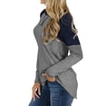 thumbnail image 3 of VISgogo Mujer Casual Patchwork Camiseta, Otoño e Invierno Rayas Manga Larga Cuello Redondo Jersey VISgogo moda, 3 of 6